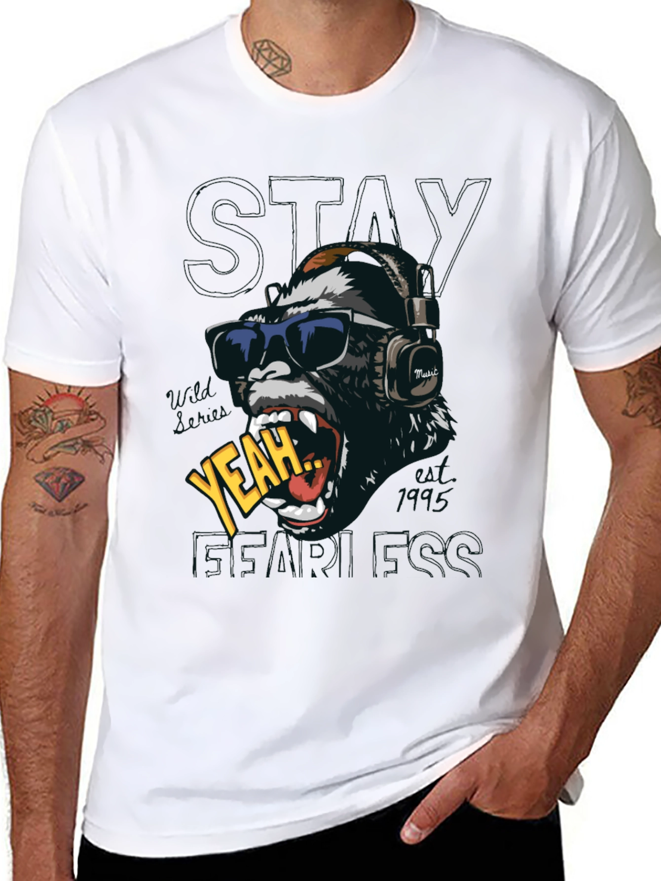 Cool Gorilla Graphic Print T-Shirt