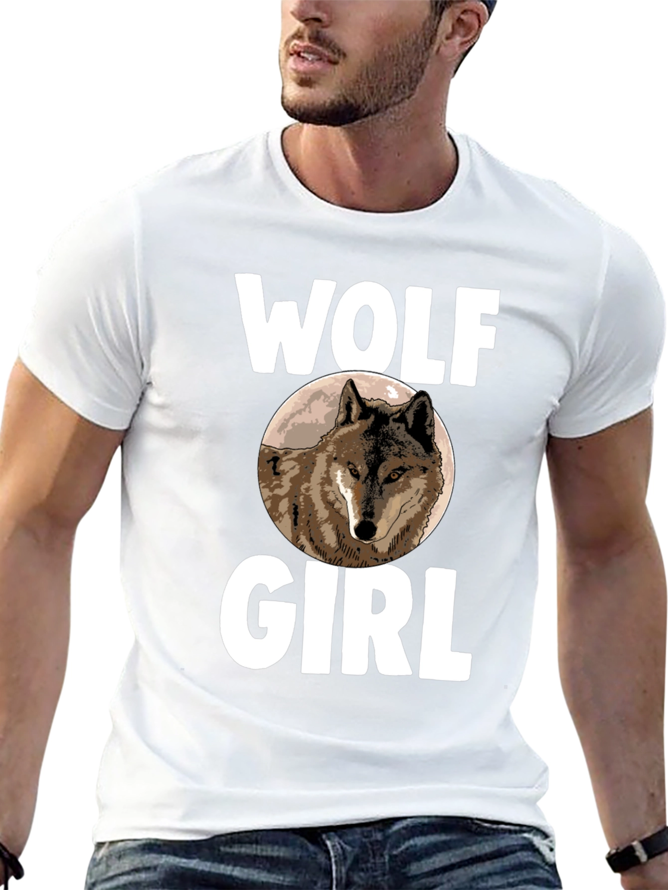 Wolf Girl T-Shirt - Novelty Animal Graphic Tee
