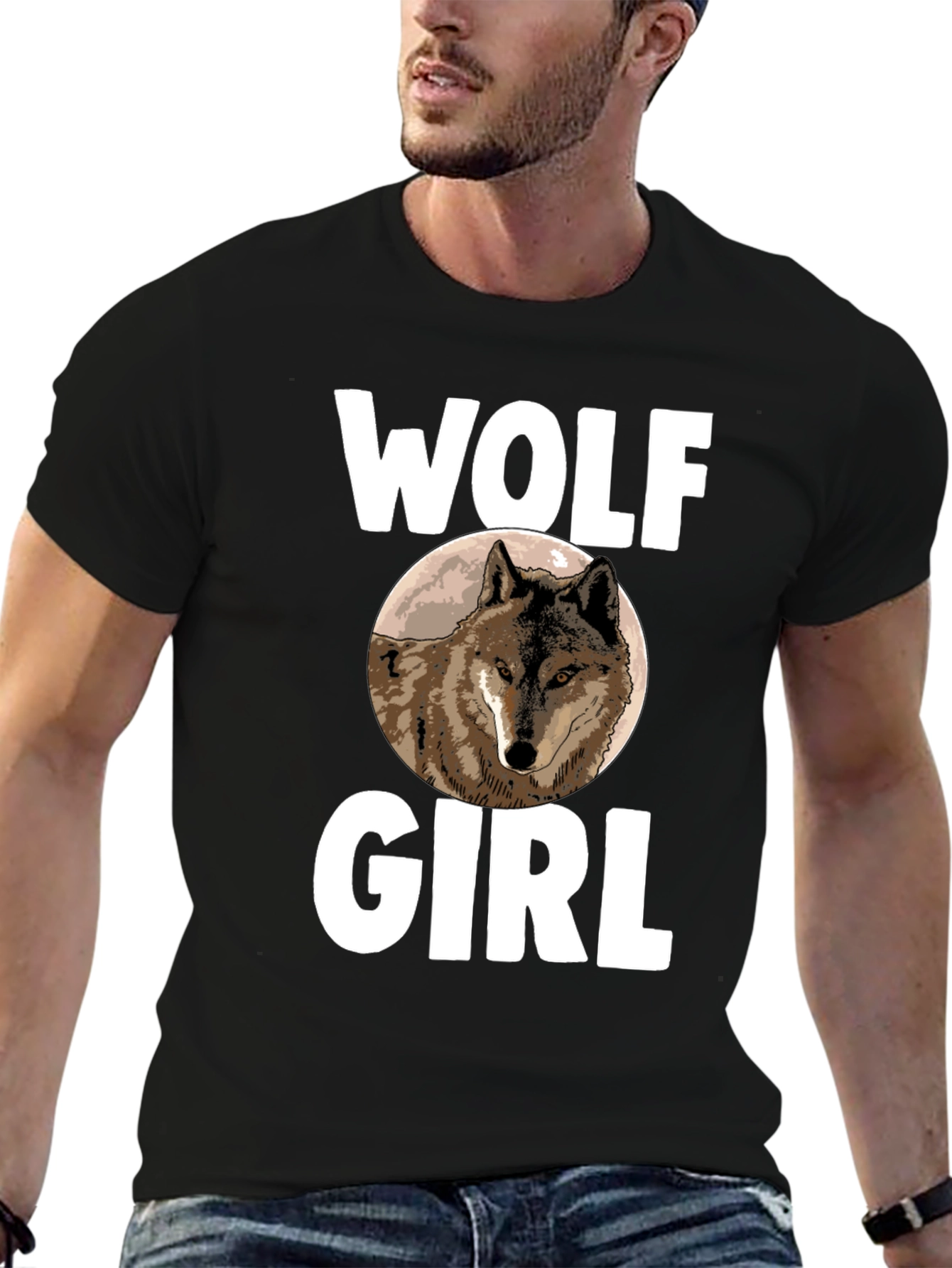 Wolf Girl T-Shirt - Novelty Animal Graphic Tee