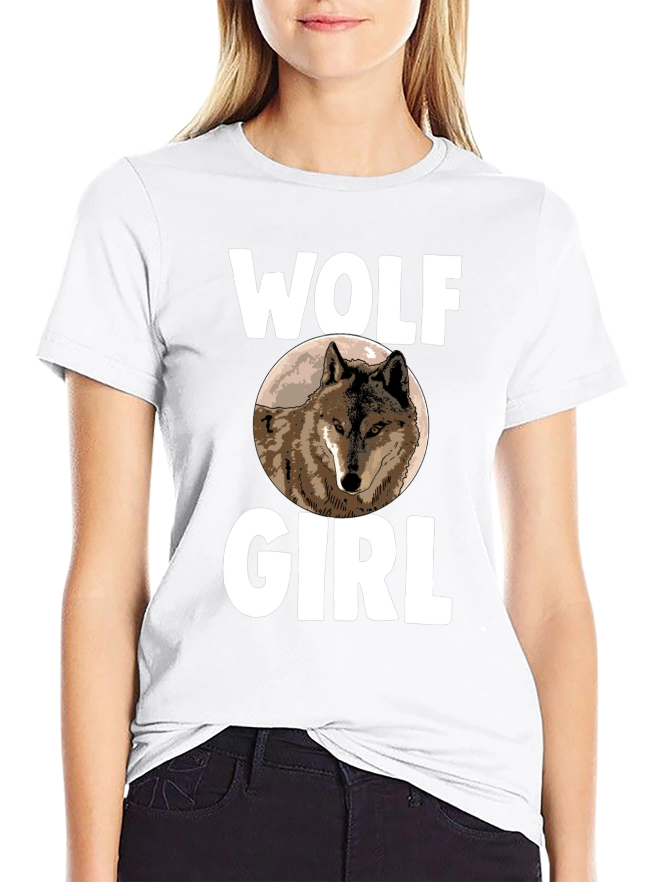 Wolf Girl T-Shirt - Novelty Animal Graphic Tee