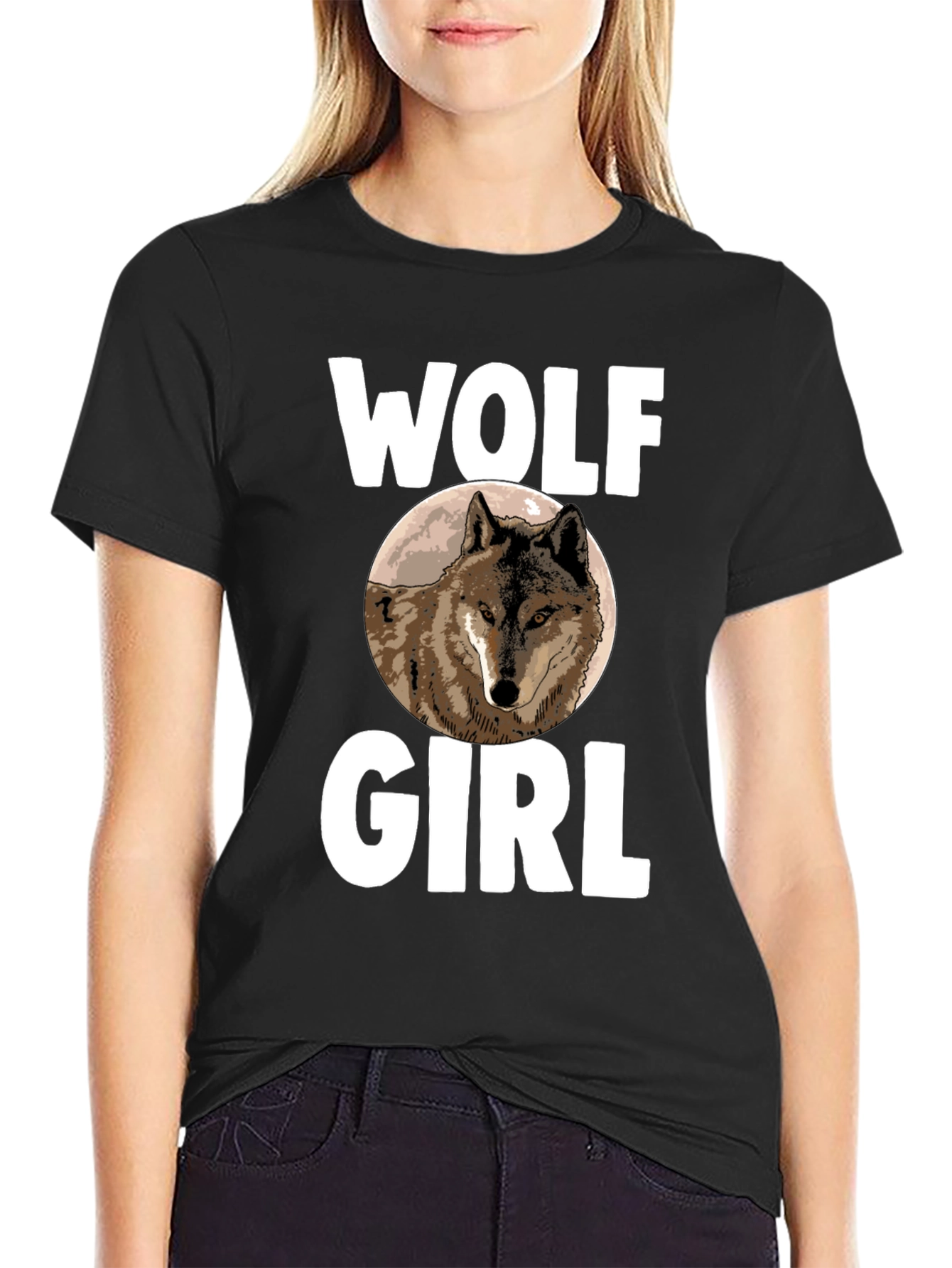 Wolf Girl T-Shirt - Novelty Animal Graphic Tee