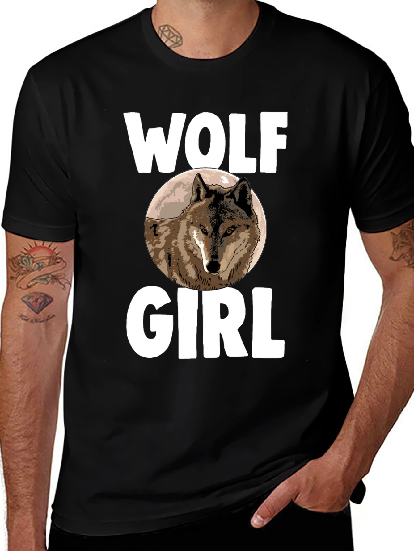 Wolf Girl T-Shirt - Novelty Animal Graphic Tee