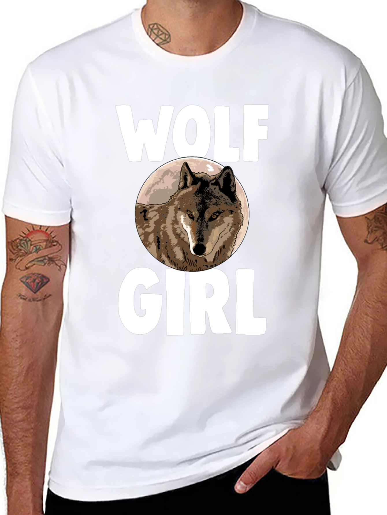 Wolf Girl T-Shirt - Novelty Animal Graphic Tee