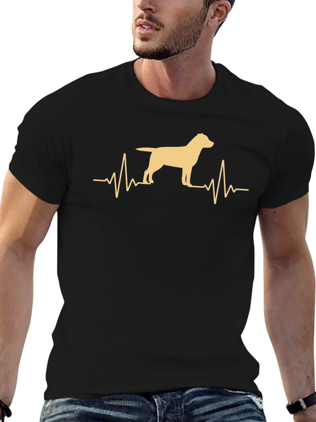 Dog Heartbeat T-Shirt - Black Graphic Tee