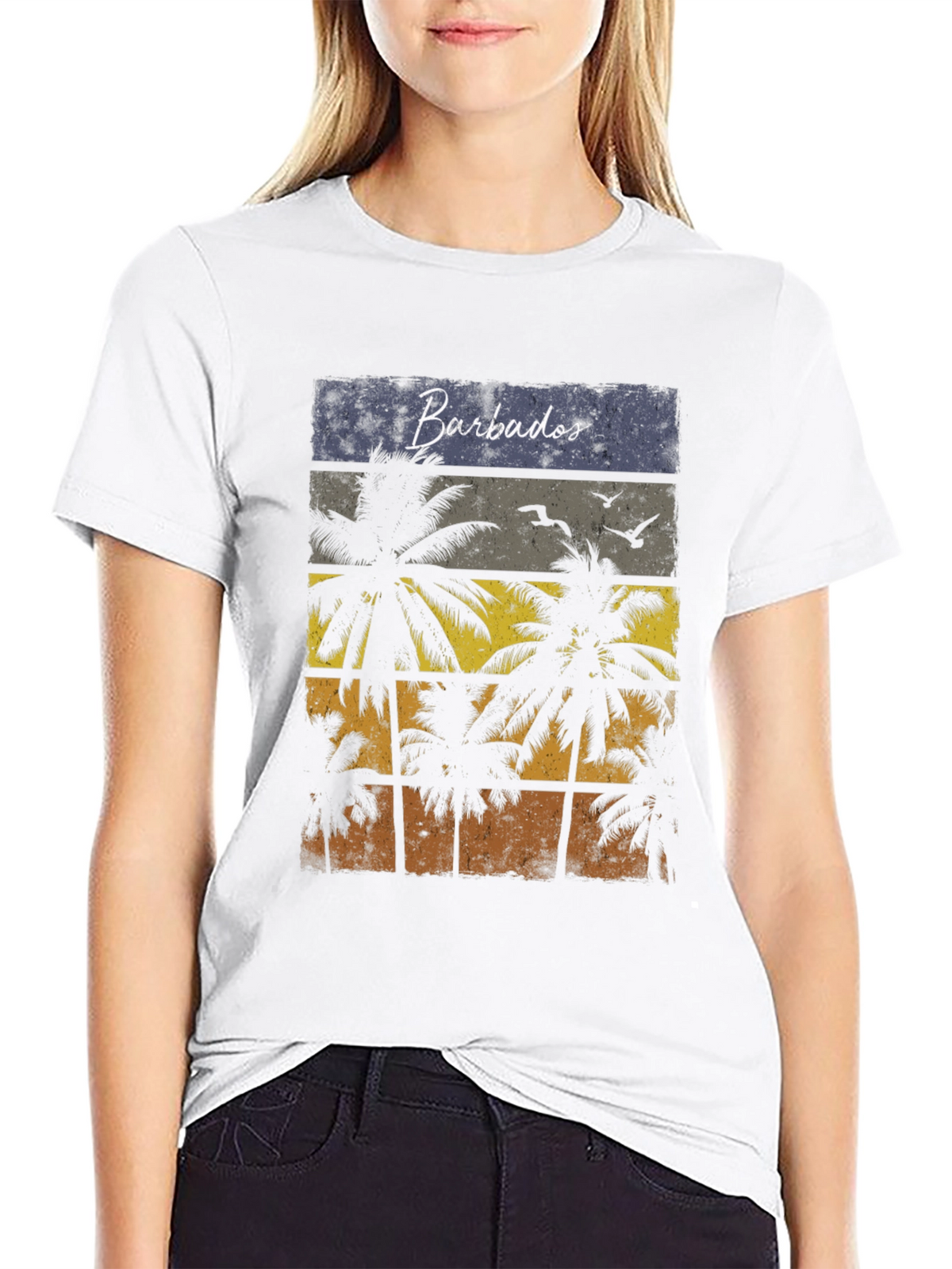 Barbados Sunset Palm Tree T-Shirt - Island Vibes
