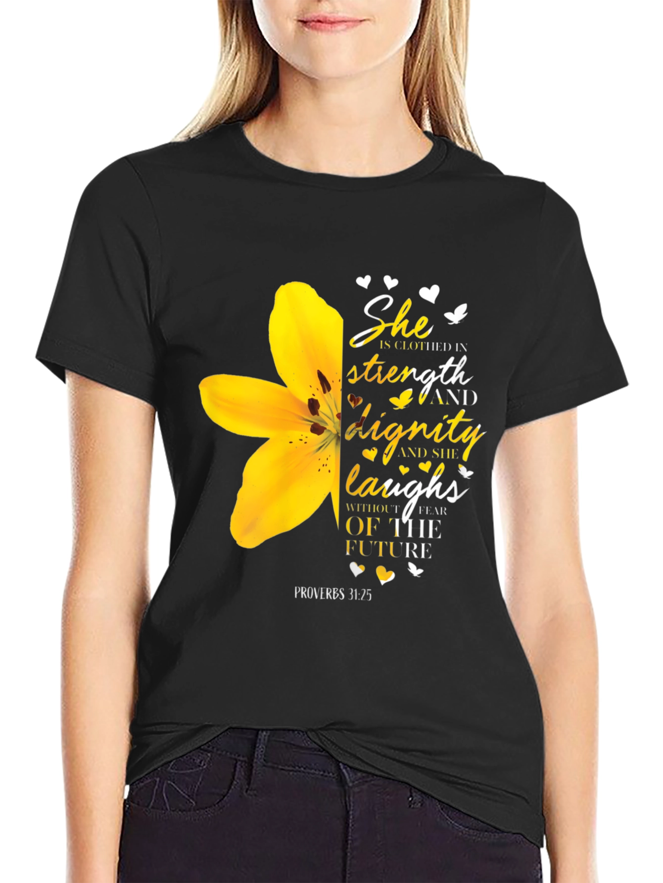 She Is Clothed in Strength T-Shirt - Christian Verse