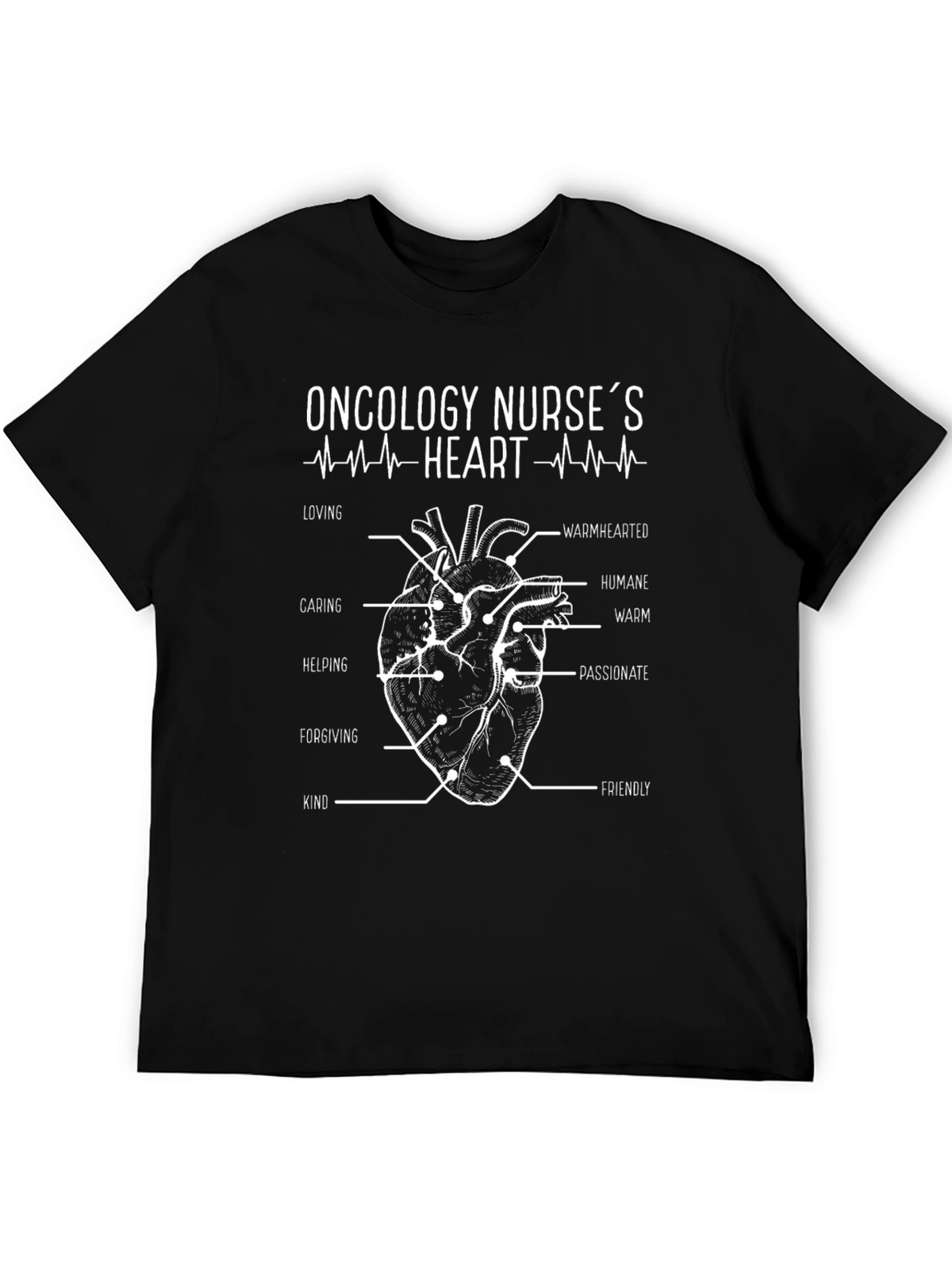 Oncology Nurses Heart T-Shirt - Loving Caring Helping Design