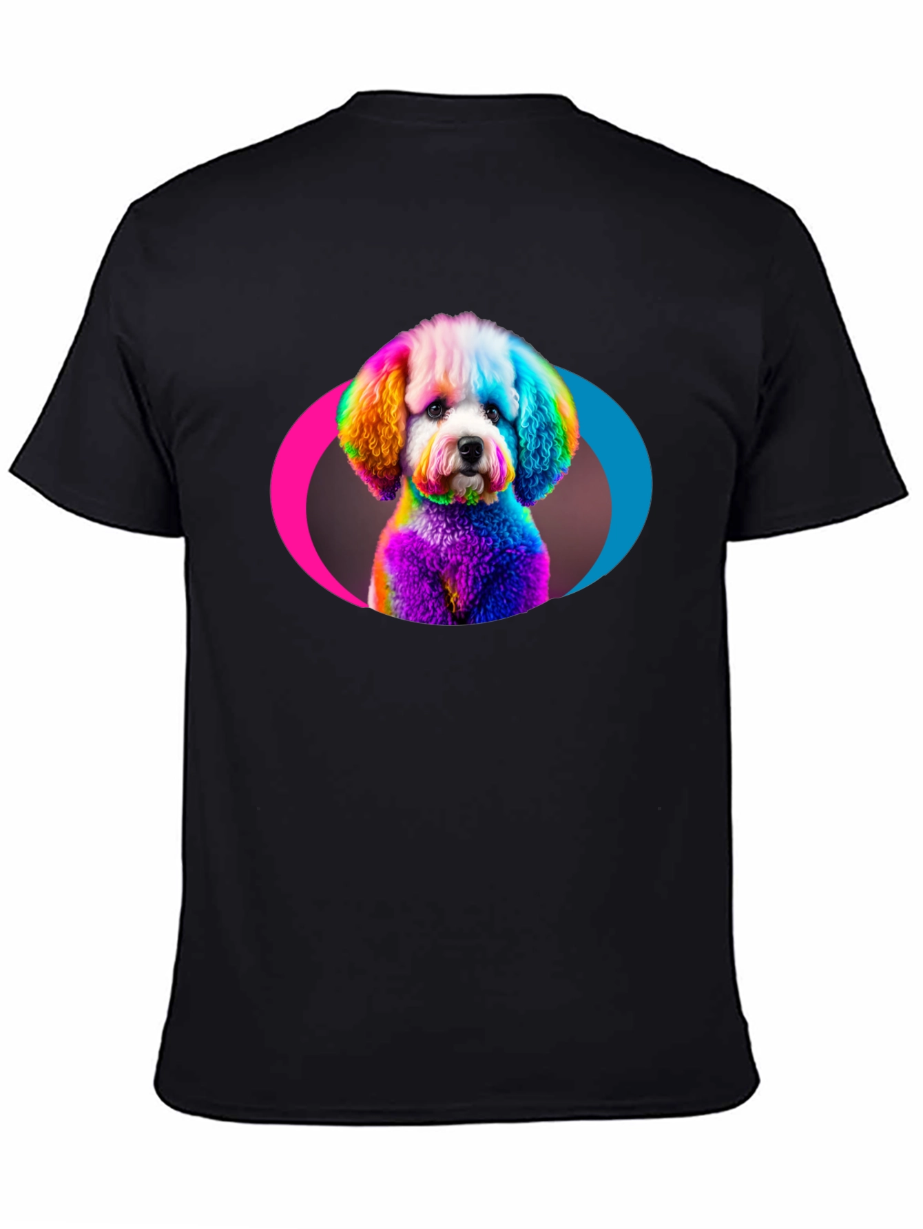 Rainbow Poodle Graphic Black T-Shirt