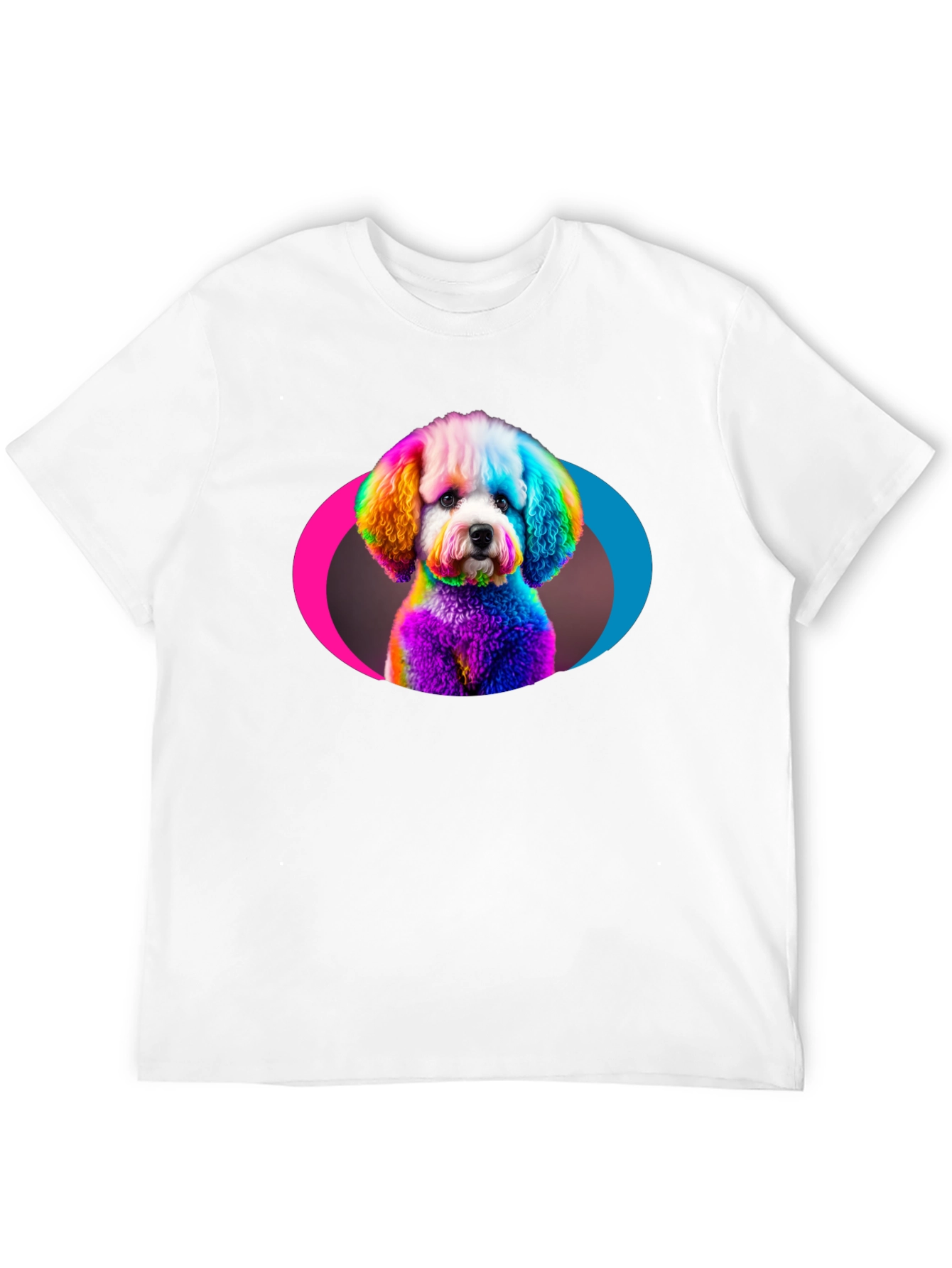 Rainbow Poodle Graphic Black T-Shirt