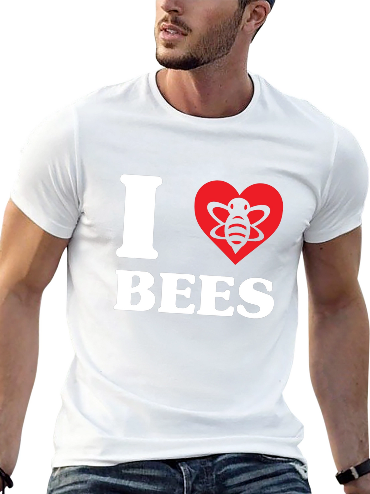 I Heart Bees Graphic Tee - Black Cotton T-Shirt