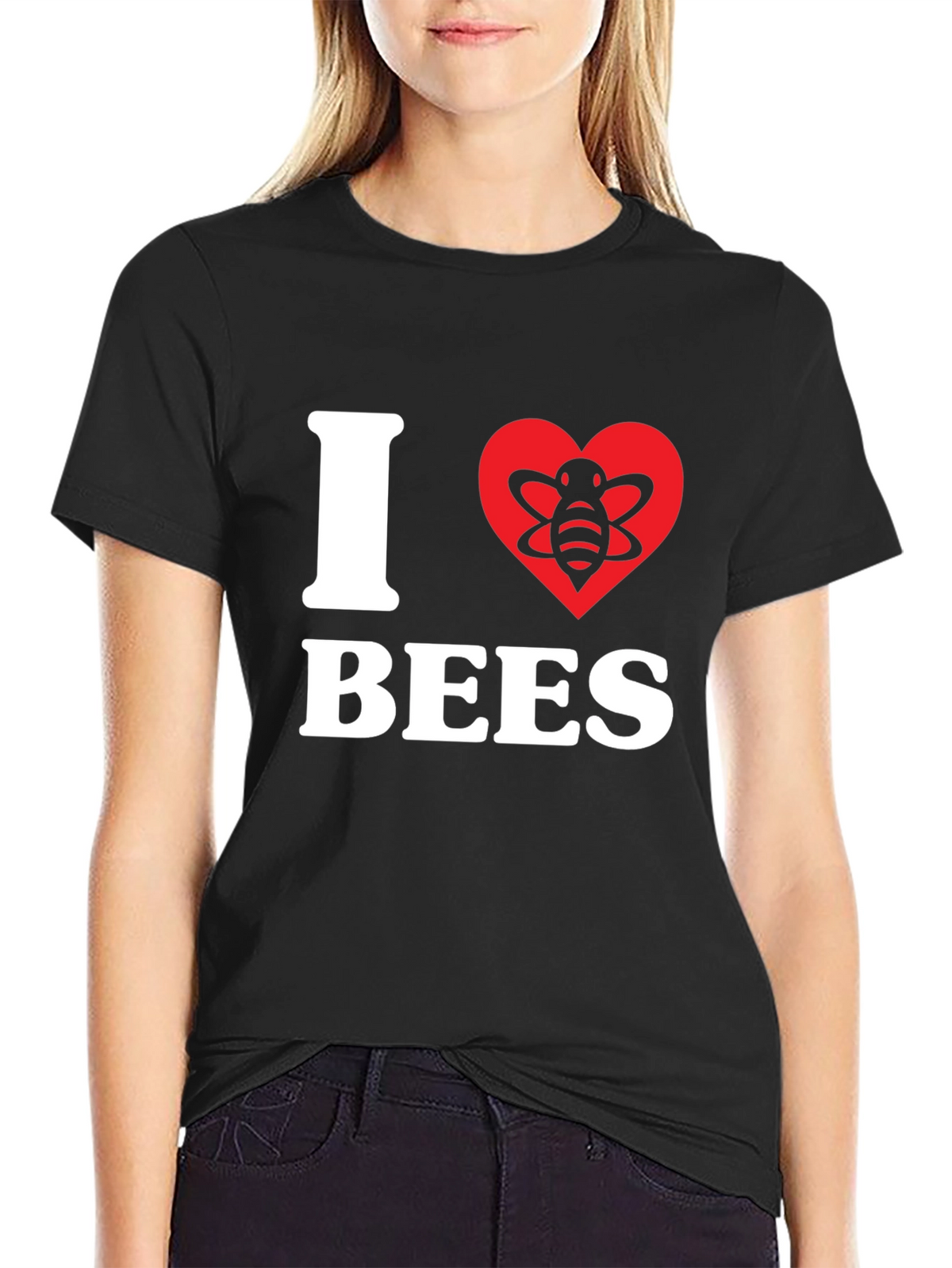 I Heart Bees Graphic Tee - Black Cotton T-Shirt