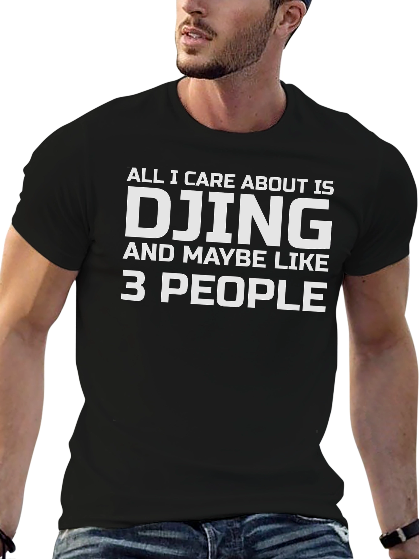 DJing and 3 People T-Shirt - Black Cotton