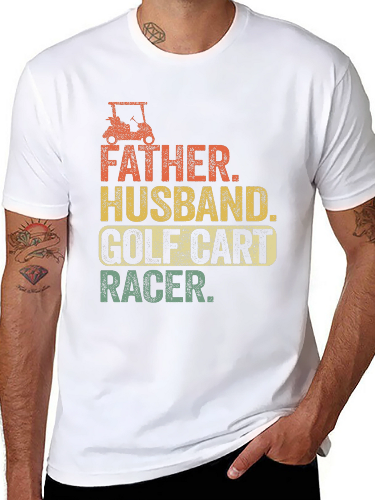 Father Husband Golf Cart Racer Graphic Tee