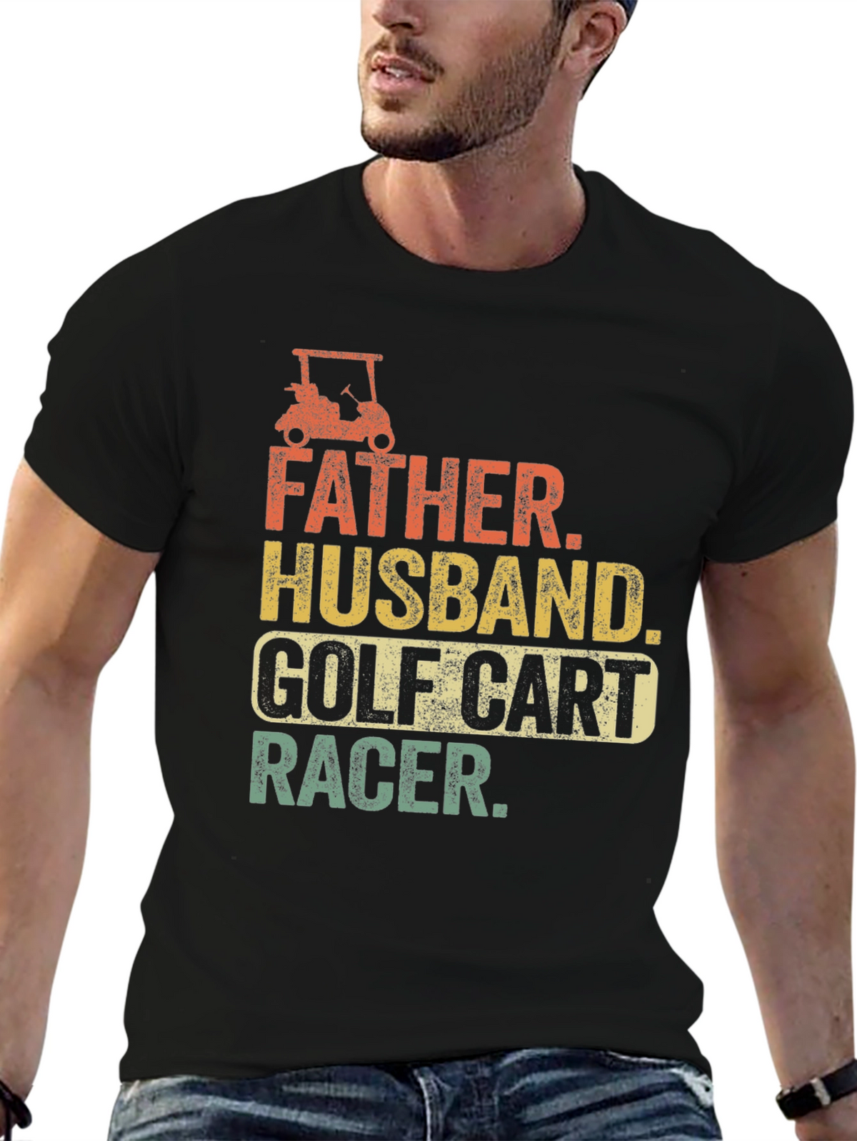 Father Husband Golf Cart Racer Graphic Tee