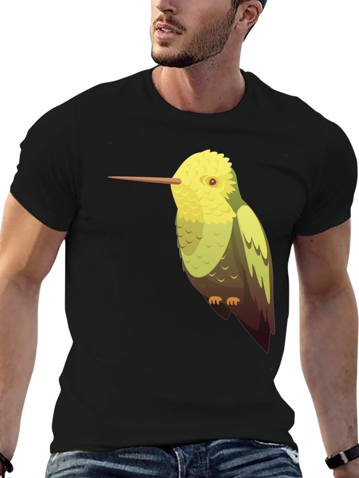 Hummingbird Graphic Tee - Black Cotton Blend
