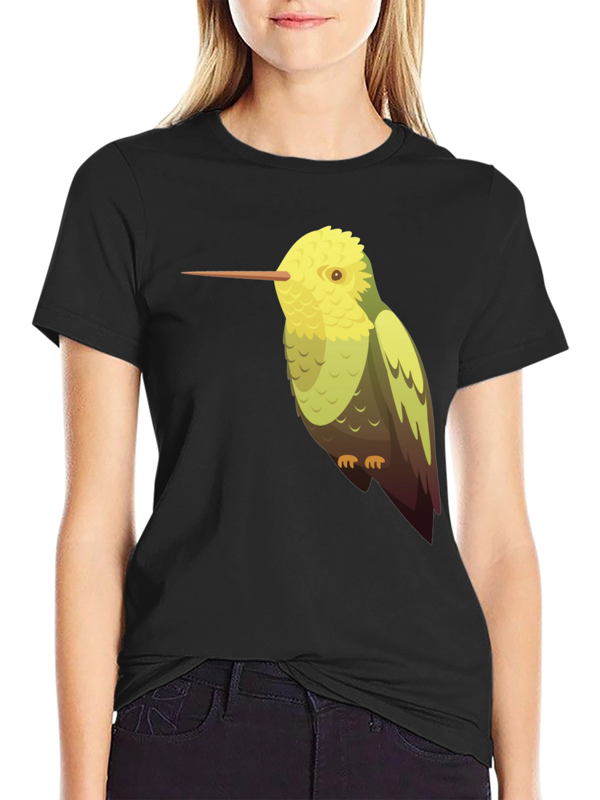 Hummingbird Graphic Tee - Black Cotton Blend
