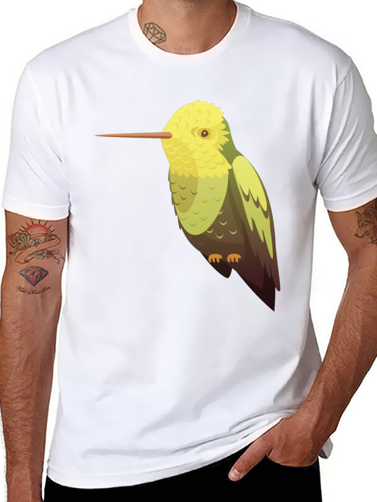 Hummingbird Graphic Tee - Black Cotton Blend