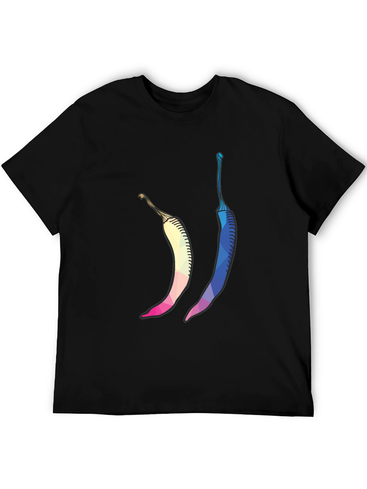 Geometric Chili Pepper Graphic Tee - Stylish Black T-Shirt