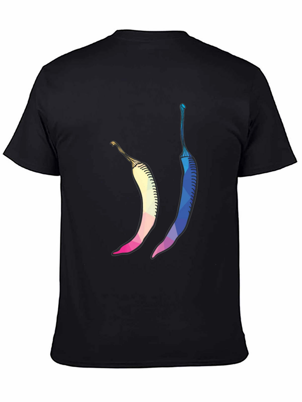 Geometric Chili Pepper Graphic Tee - Stylish Black T-Shirt