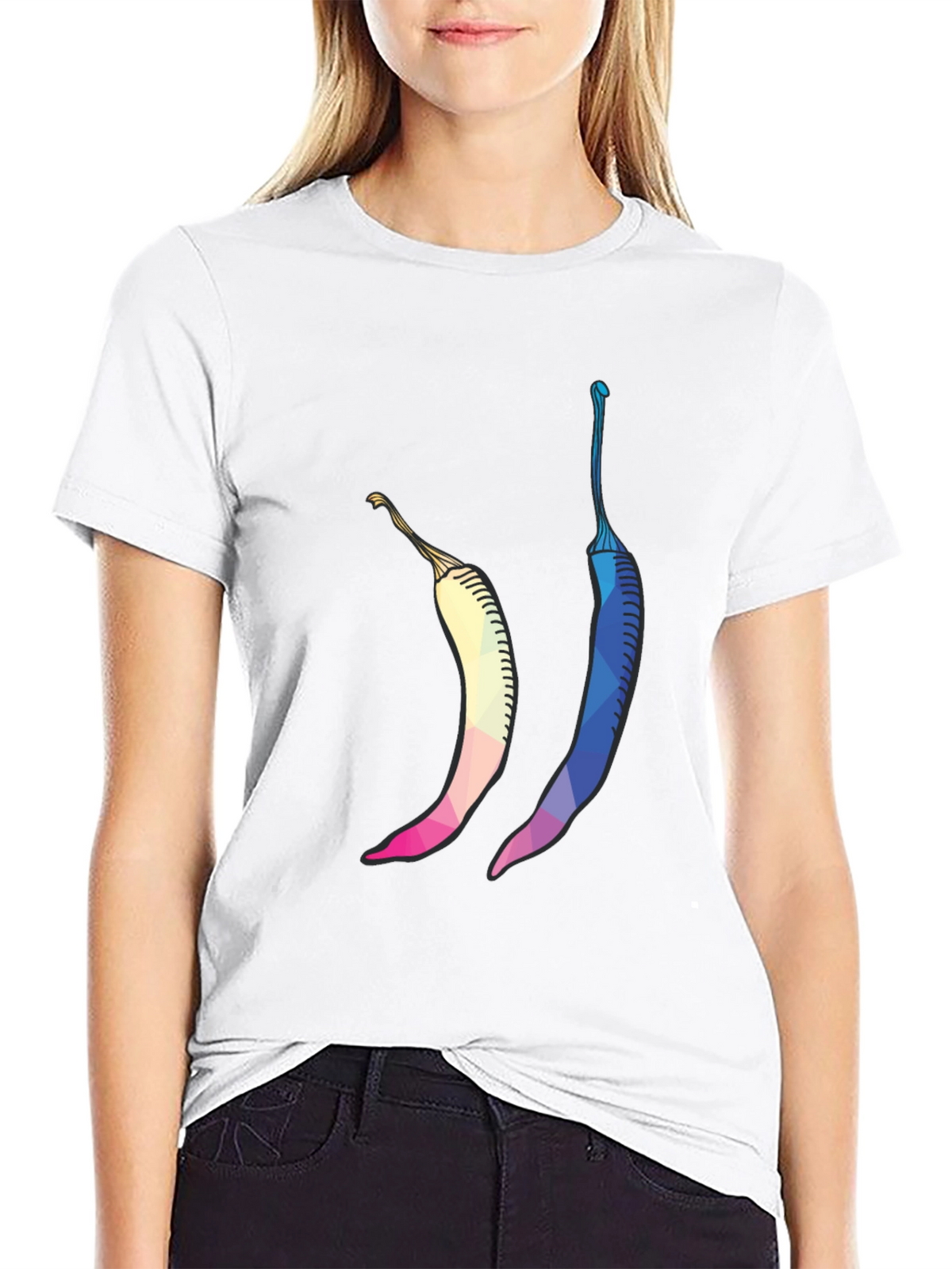 Geometric Chili Pepper Graphic Tee - Stylish Black T-Shirt