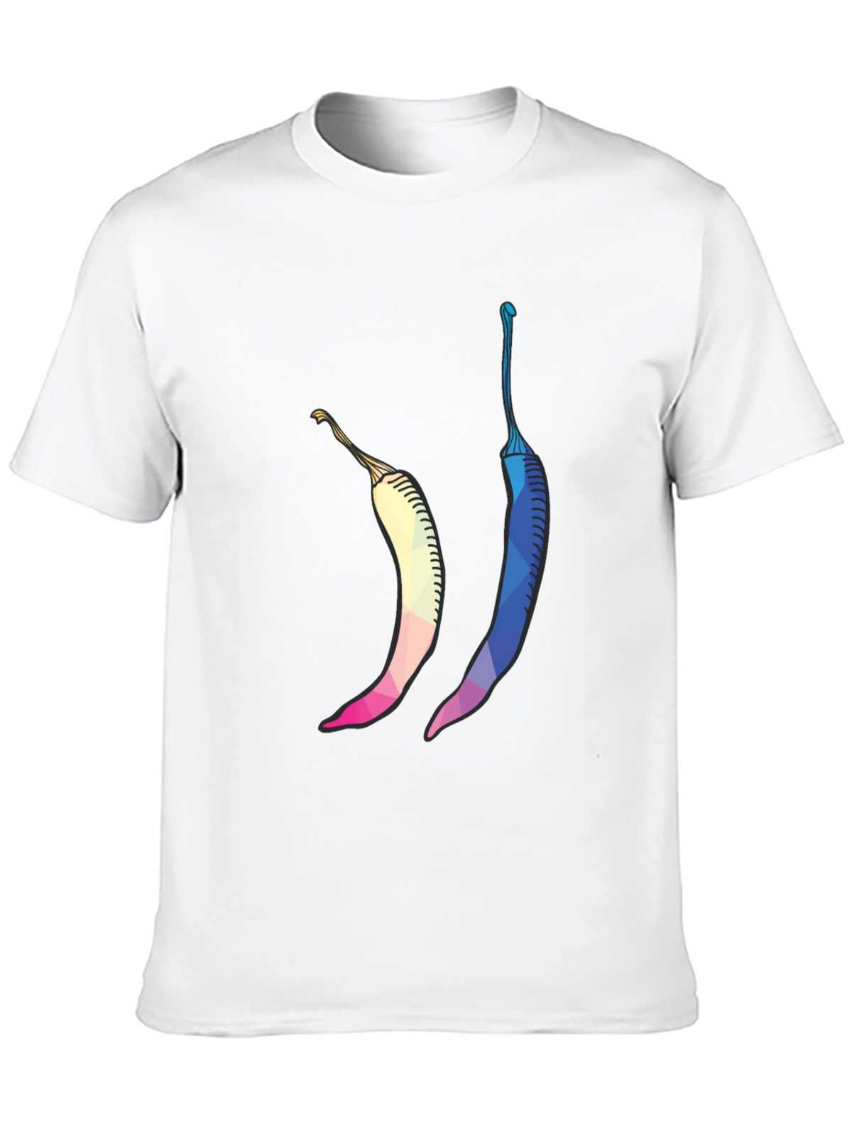 Geometric Chili Pepper Graphic Tee - Stylish Black T-Shirt