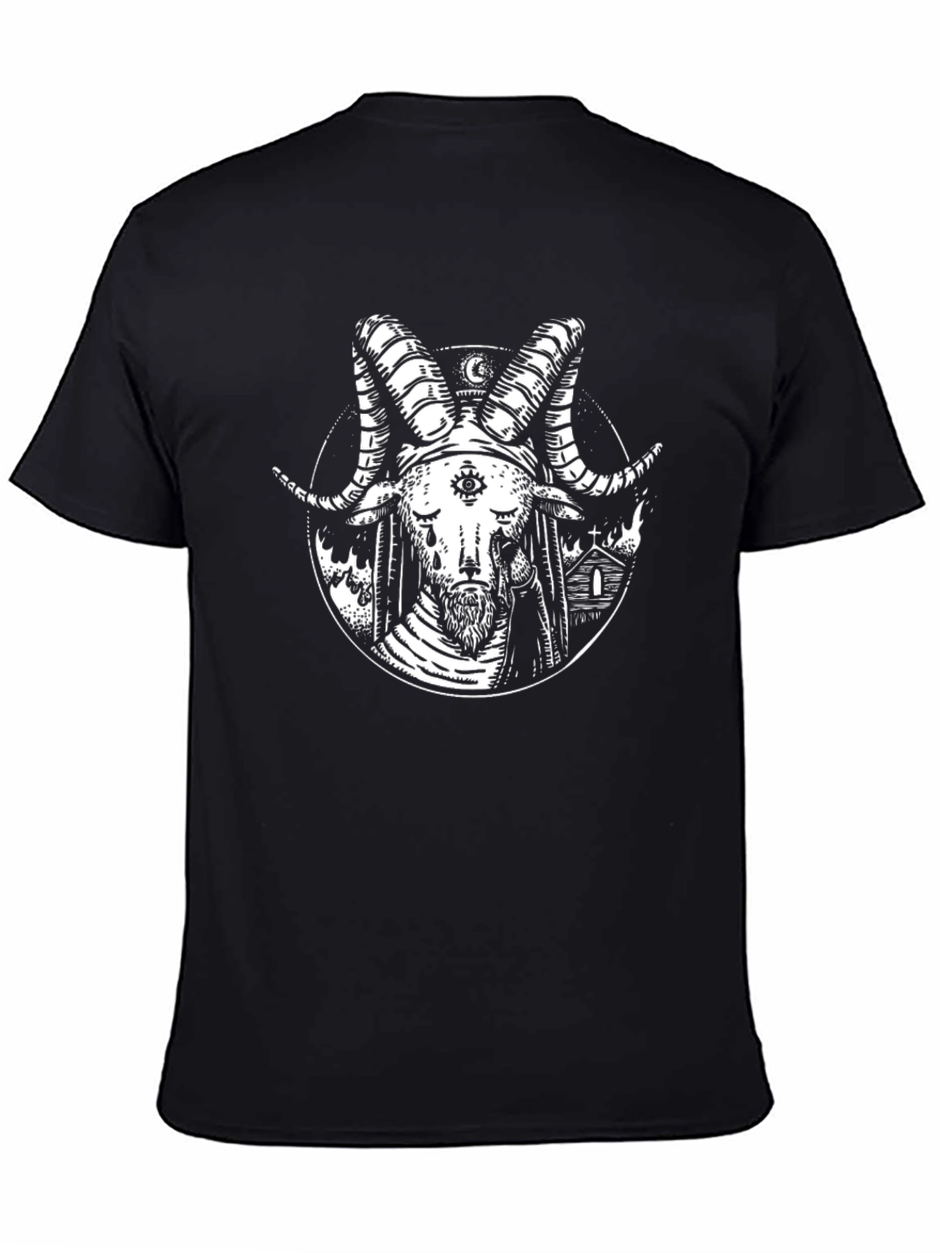 Baphomet Graphic Tee - Occult Satanic Design Black T-Shirt