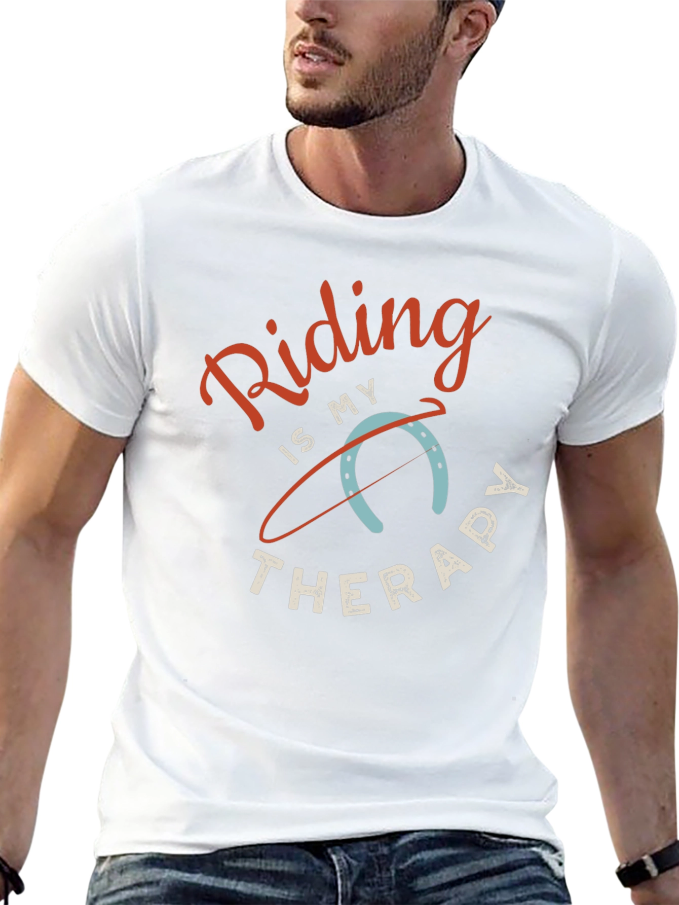 Riding is My Therapy Black Graphic T-Shirt