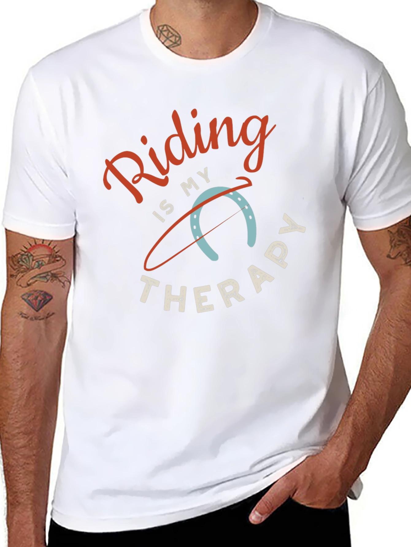 Riding is My Therapy Black Graphic T-Shirt