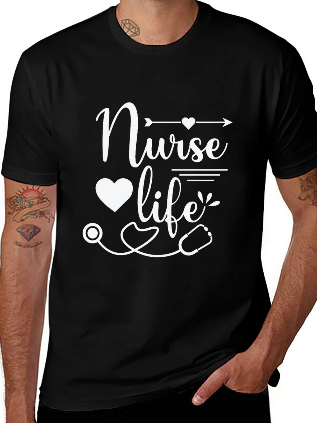 Nurse Life T-Shirt - Heart & Stethoscope Graphic Tee