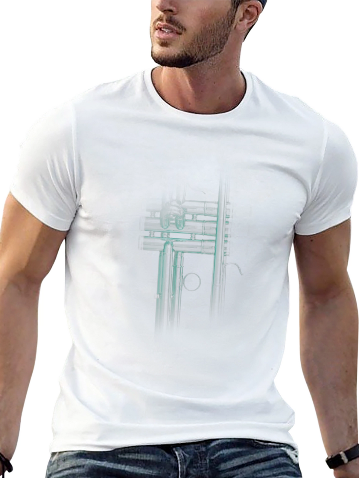 Retro Pipes Graphic Tee - Stylish Comfort