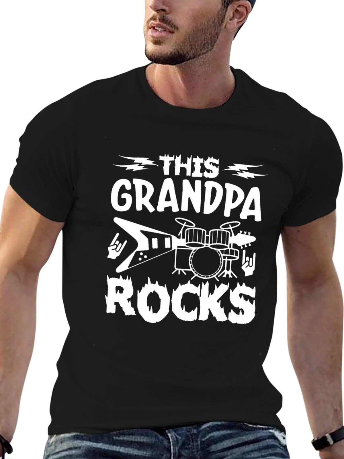 This Grandpa Rocks T-Shirt - Musician Gift