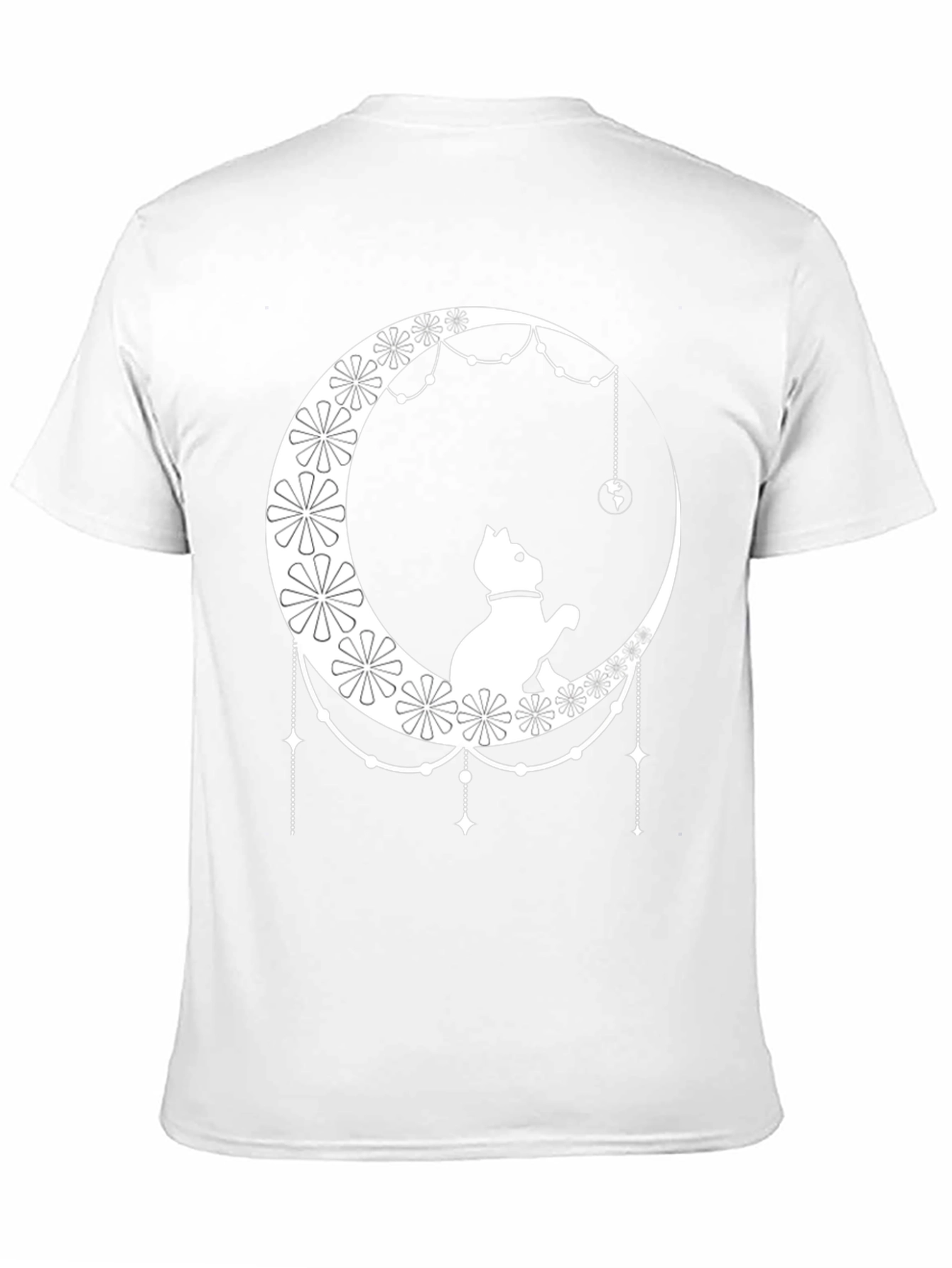 Cat on Moon Graphic Tee - Stylish Black T-Shirt