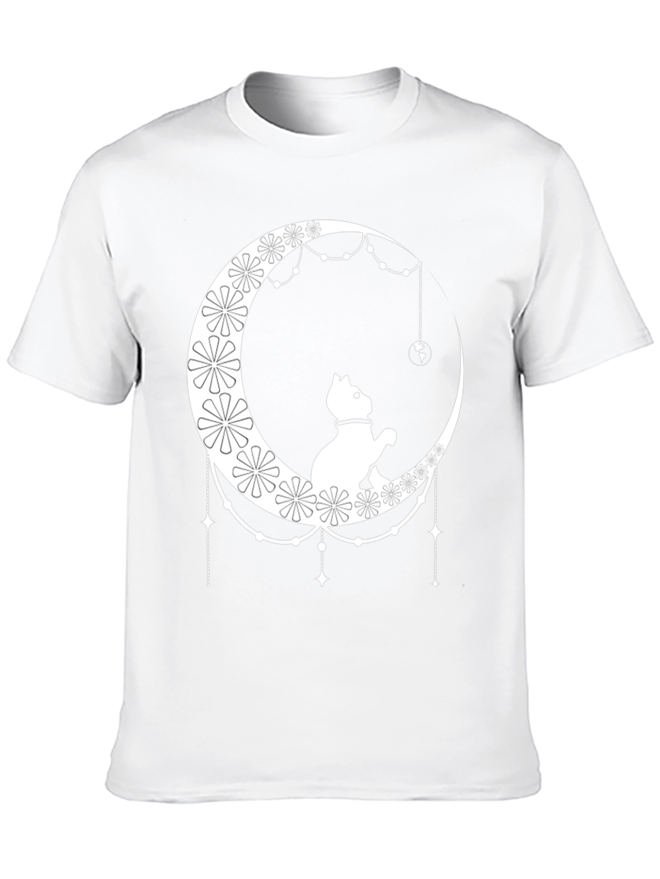 Cat on Moon Graphic Tee - Stylish Black T-Shirt