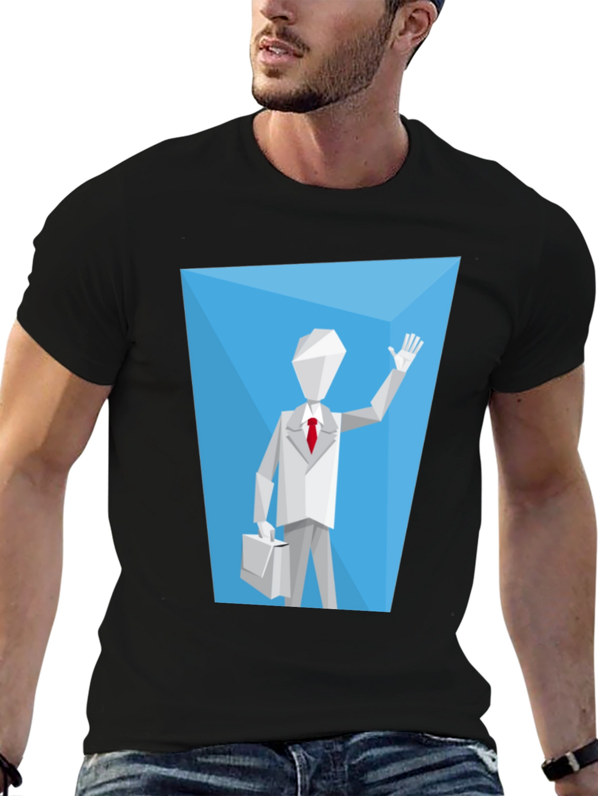 Geometric Man Graphic Tee - Modern Style