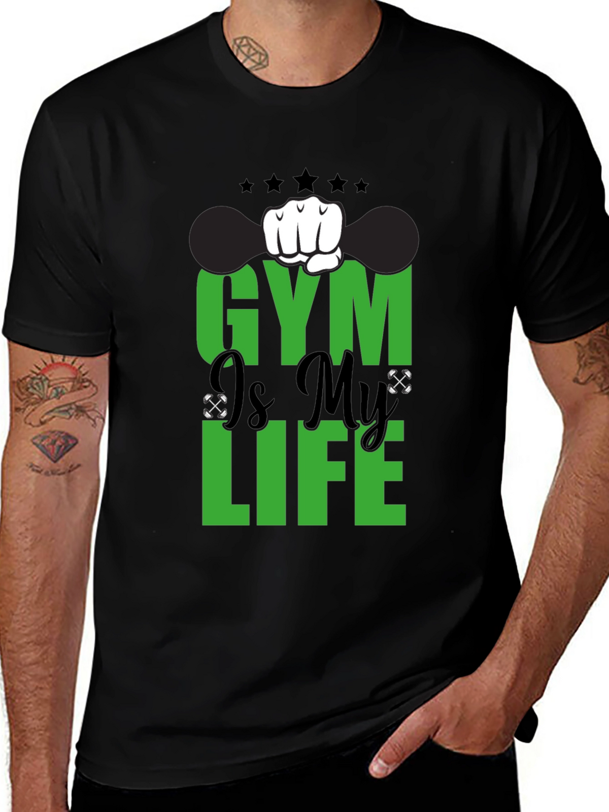 Gym is My Life Black Graphic Tee