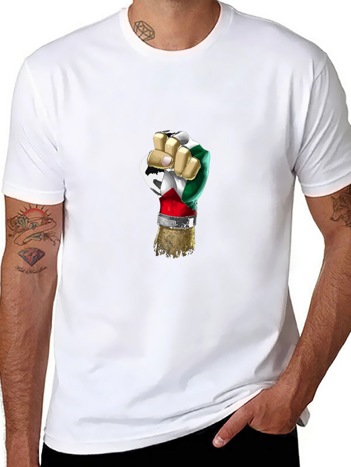 Power Fist Italy Flag Graphic T-Shirt
