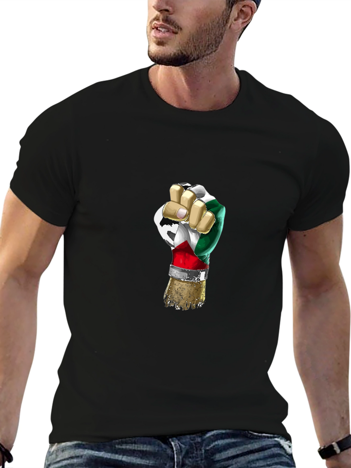 Power Fist Italy Flag Graphic T-Shirt