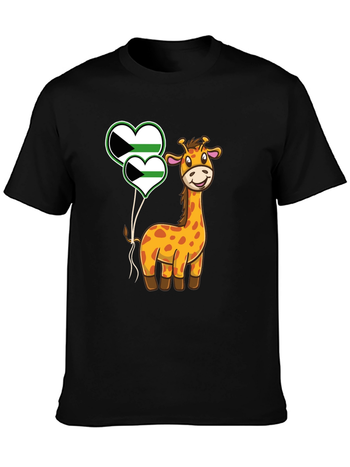 Giraffe and Demisexual Pride Heart Balloons T-Shirt