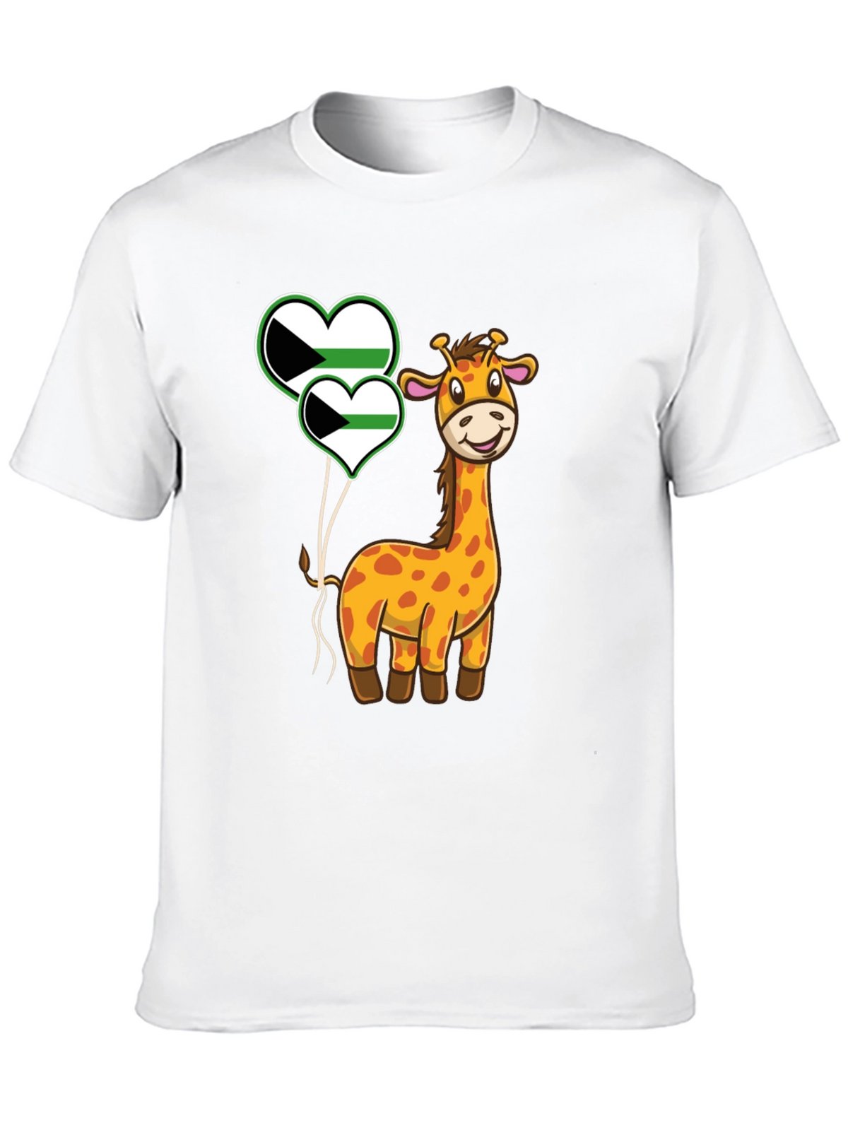 Giraffe and Demisexual Pride Heart Balloons T-Shirt