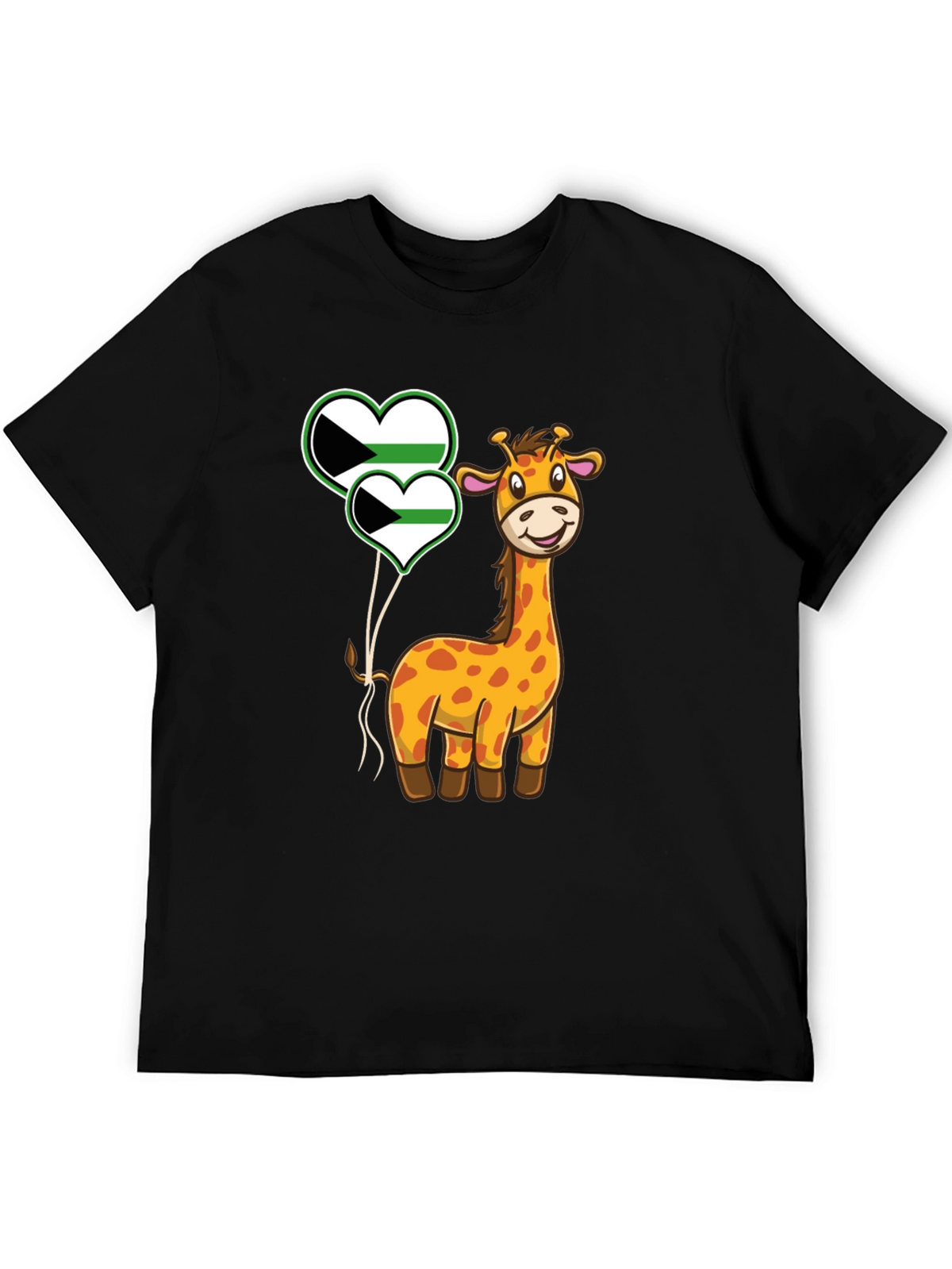 Giraffe and Demisexual Pride Heart Balloons T-Shirt