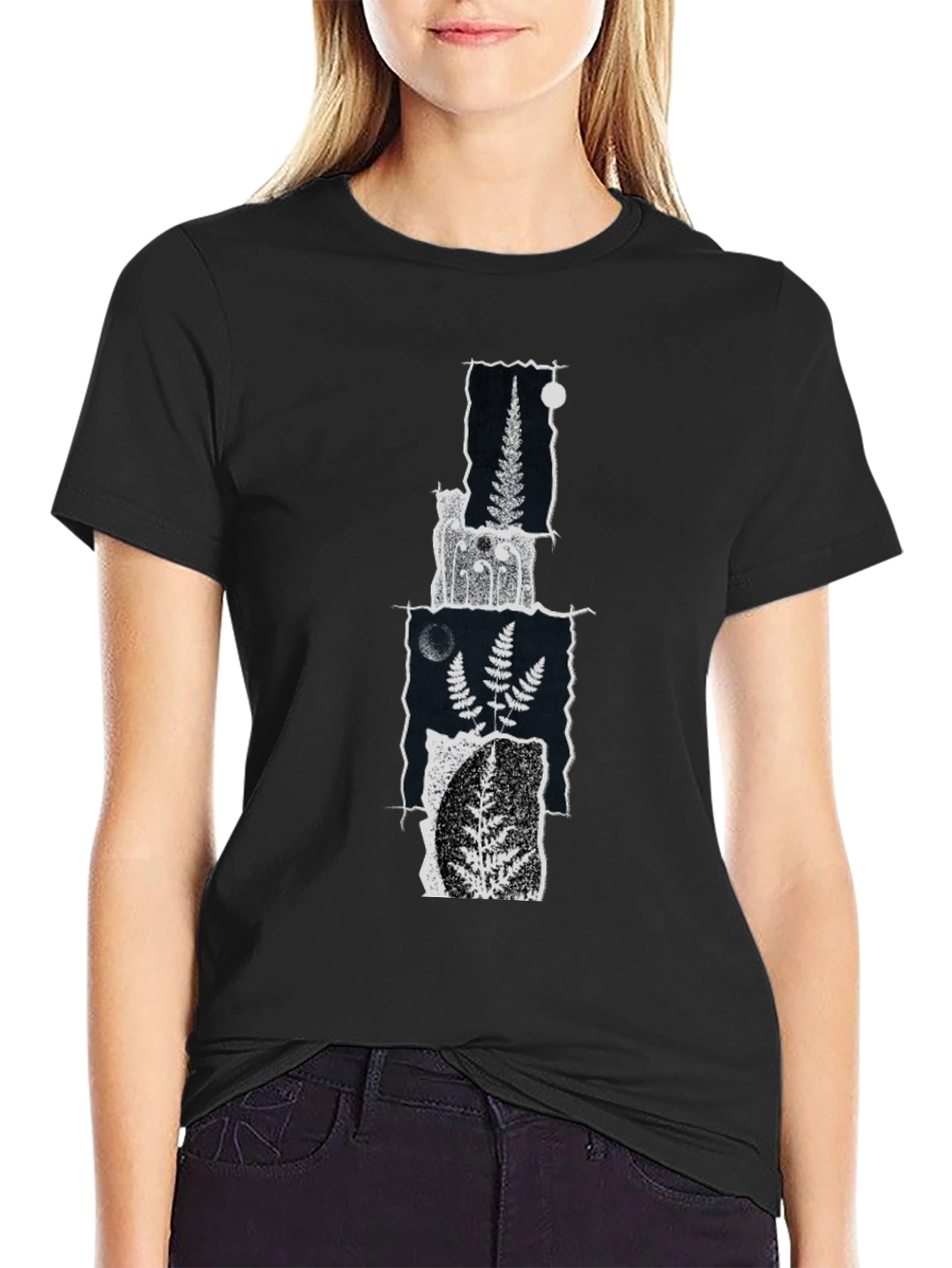 Botanical Collage Graphic Tee - Black