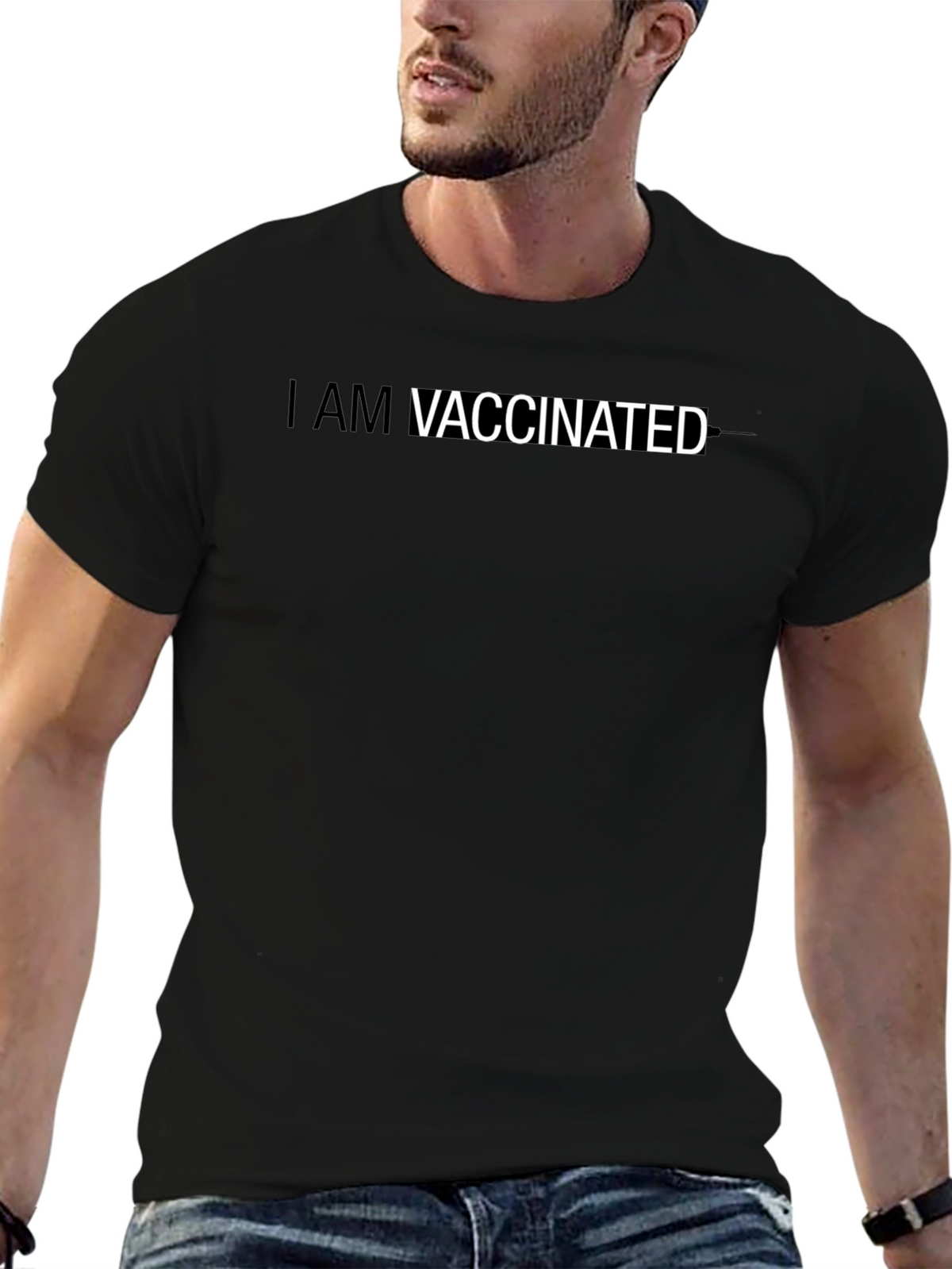 I Am Vaccinated Black T-Shirt