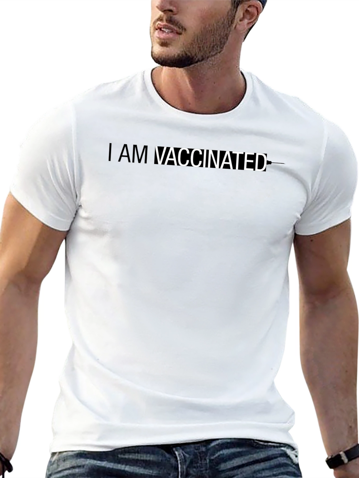 I Am Vaccinated Black T-Shirt