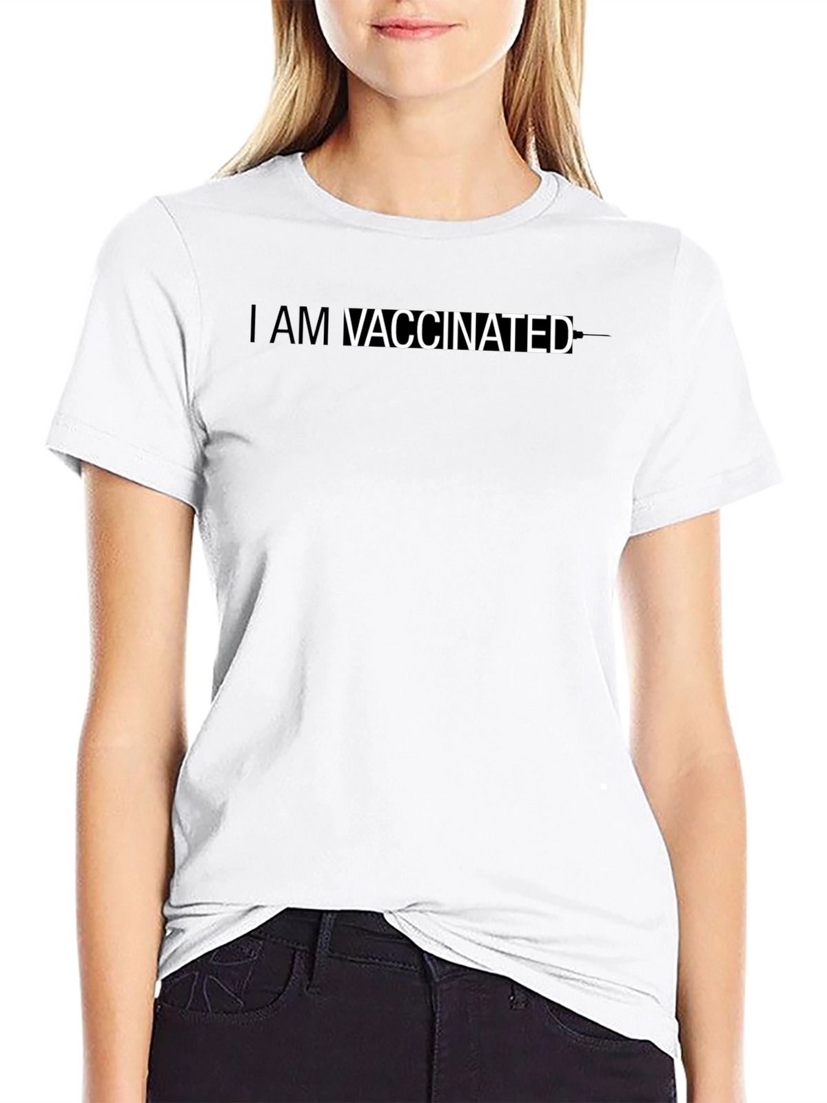 I Am Vaccinated Black T-Shirt