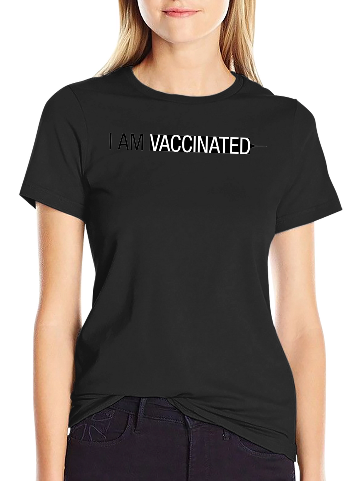 I Am Vaccinated Black T-Shirt