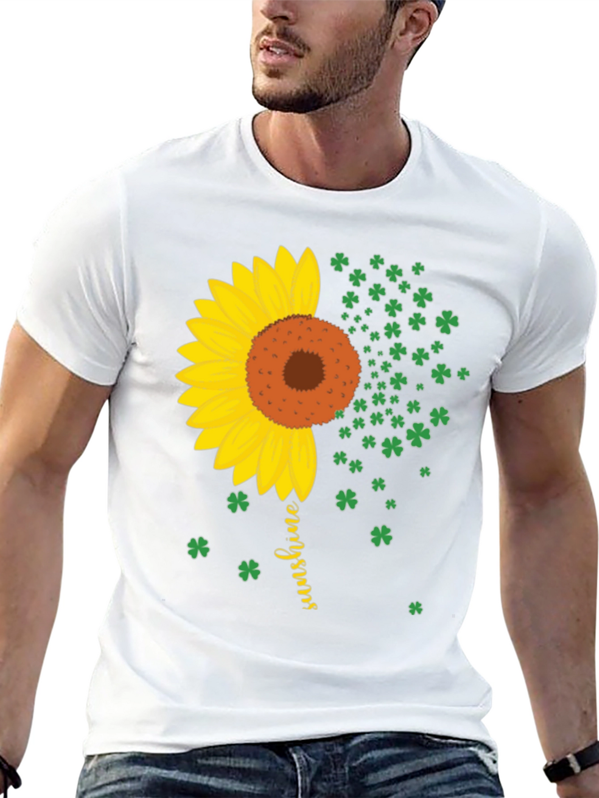 Sunflower Shamrock Graphic Tee - Lucky Sunshine Shirt