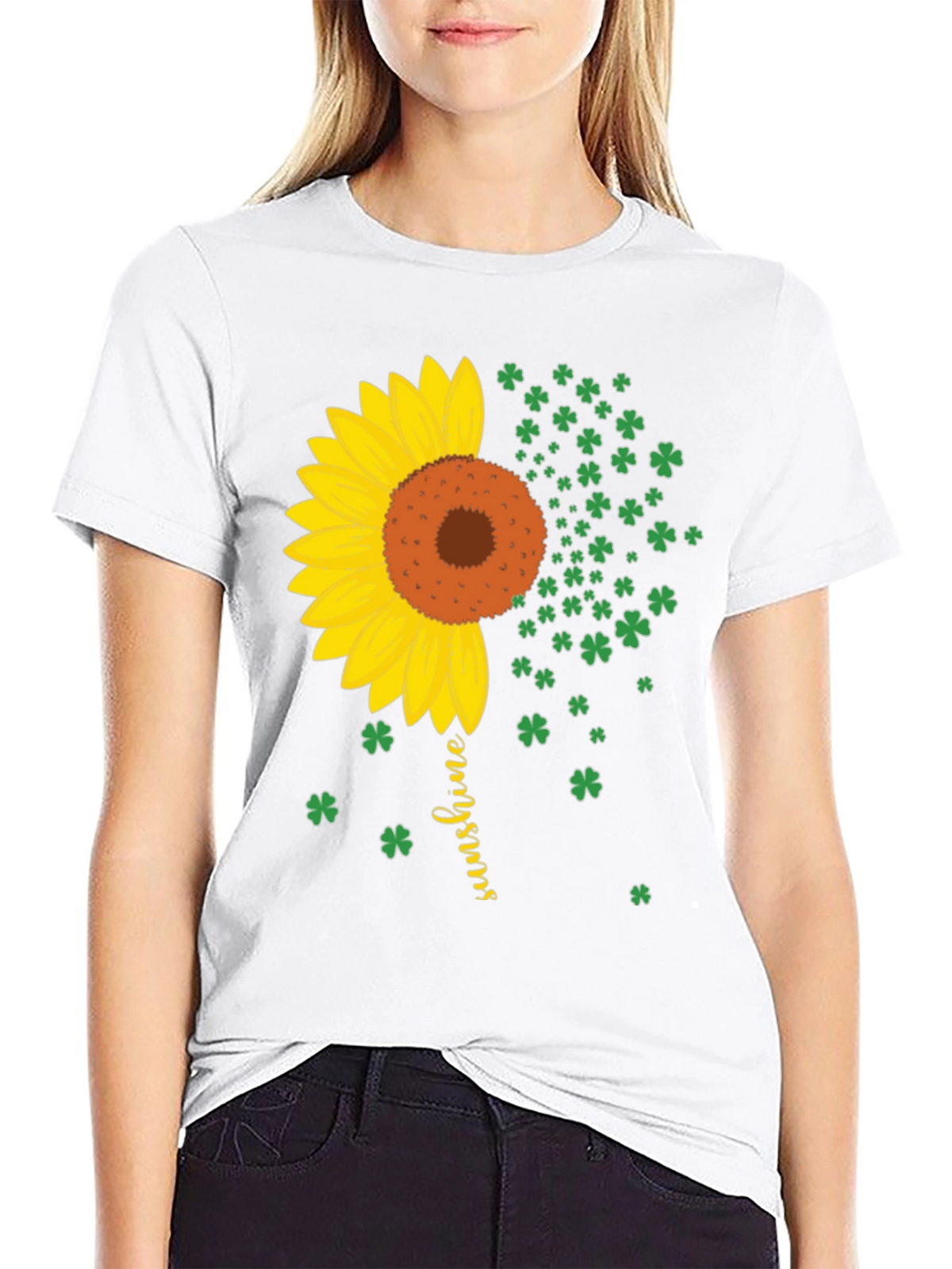 Sunflower Shamrock Graphic Tee - Lucky Sunshine Shirt