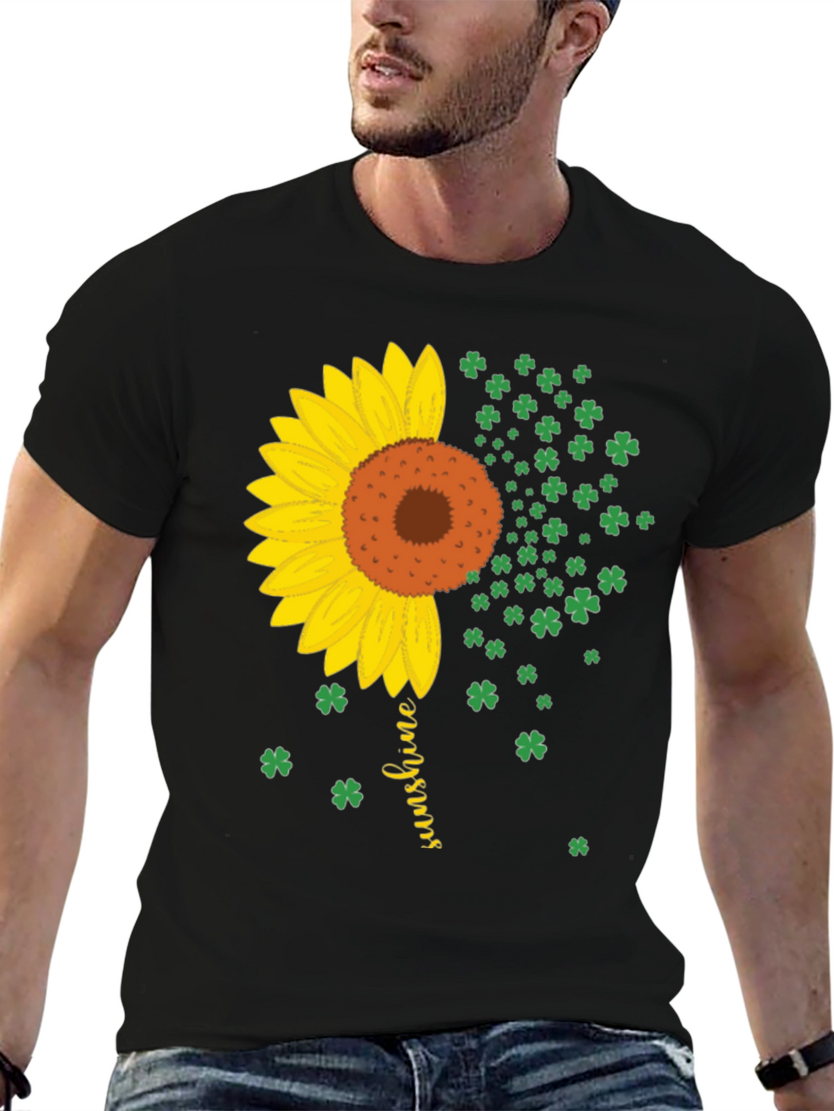 Sunflower Shamrock Graphic Tee - Lucky Sunshine Shirt