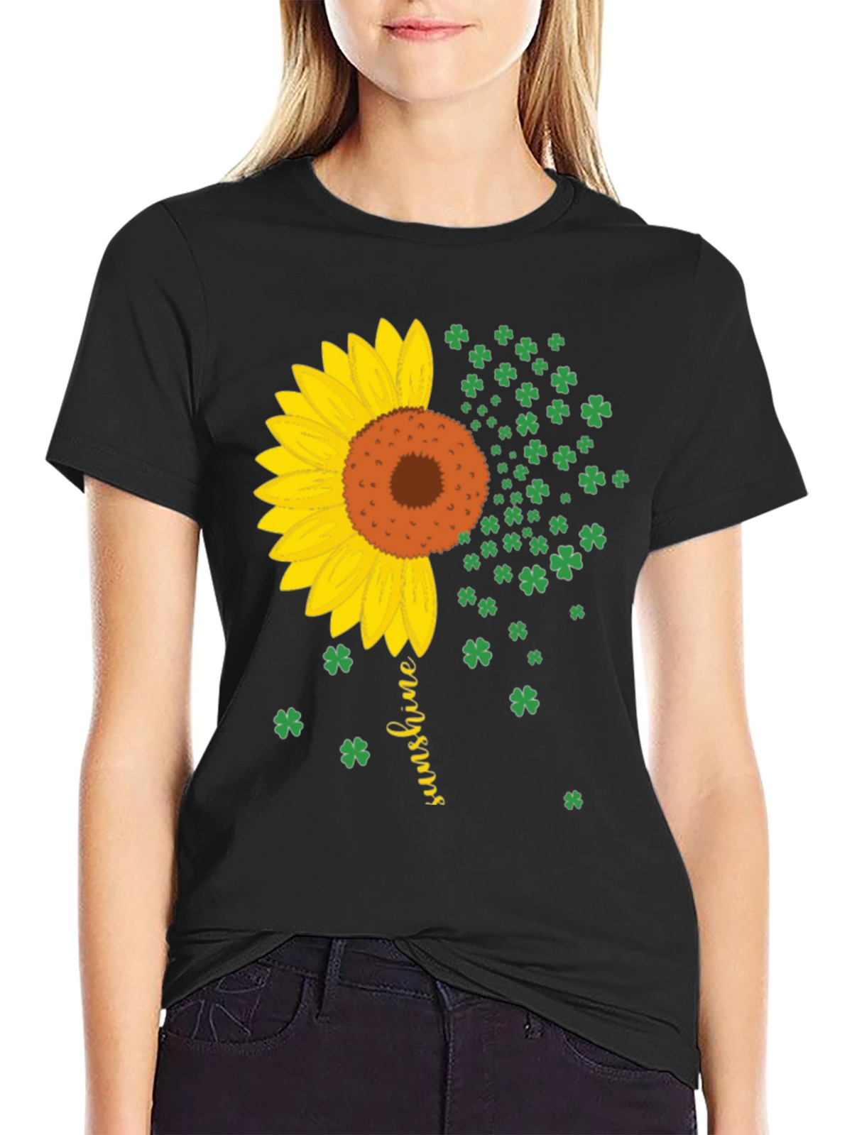 Sunflower Shamrock Graphic Tee - Lucky Sunshine Shirt