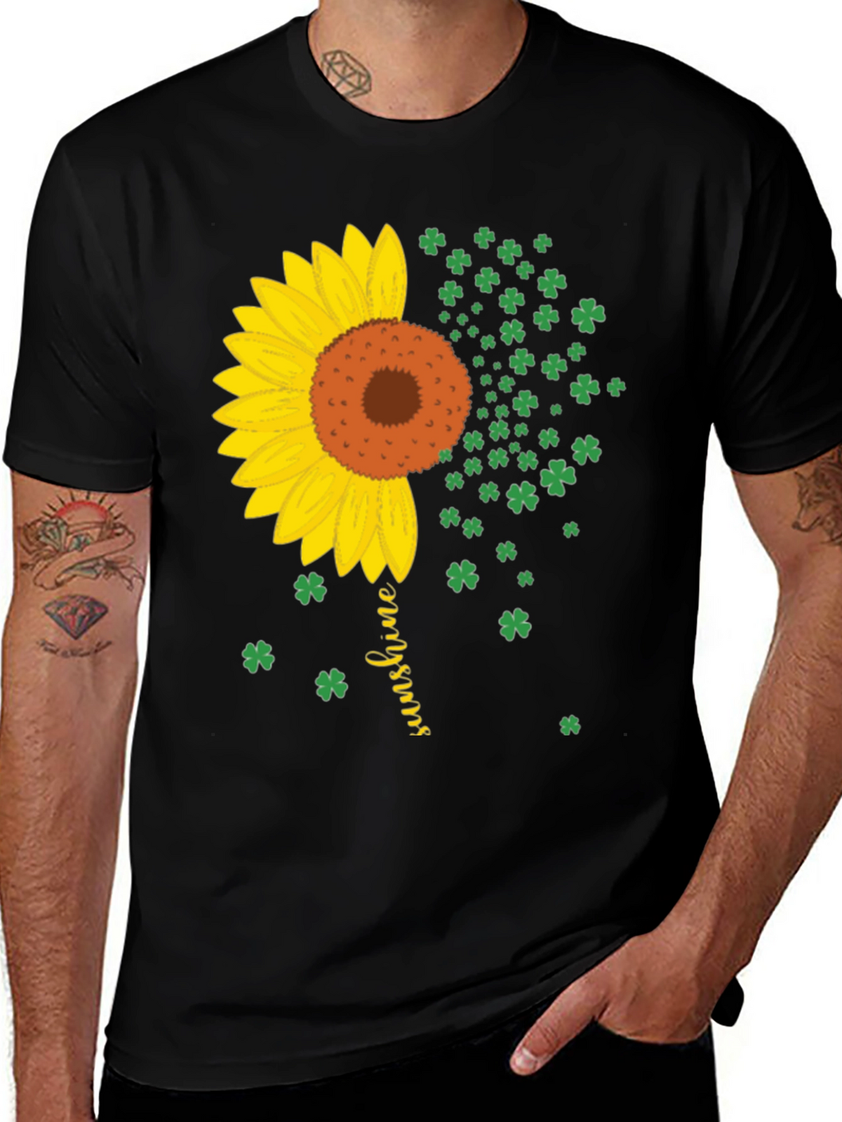 Sunflower Shamrock Graphic Tee - Lucky Sunshine Shirt